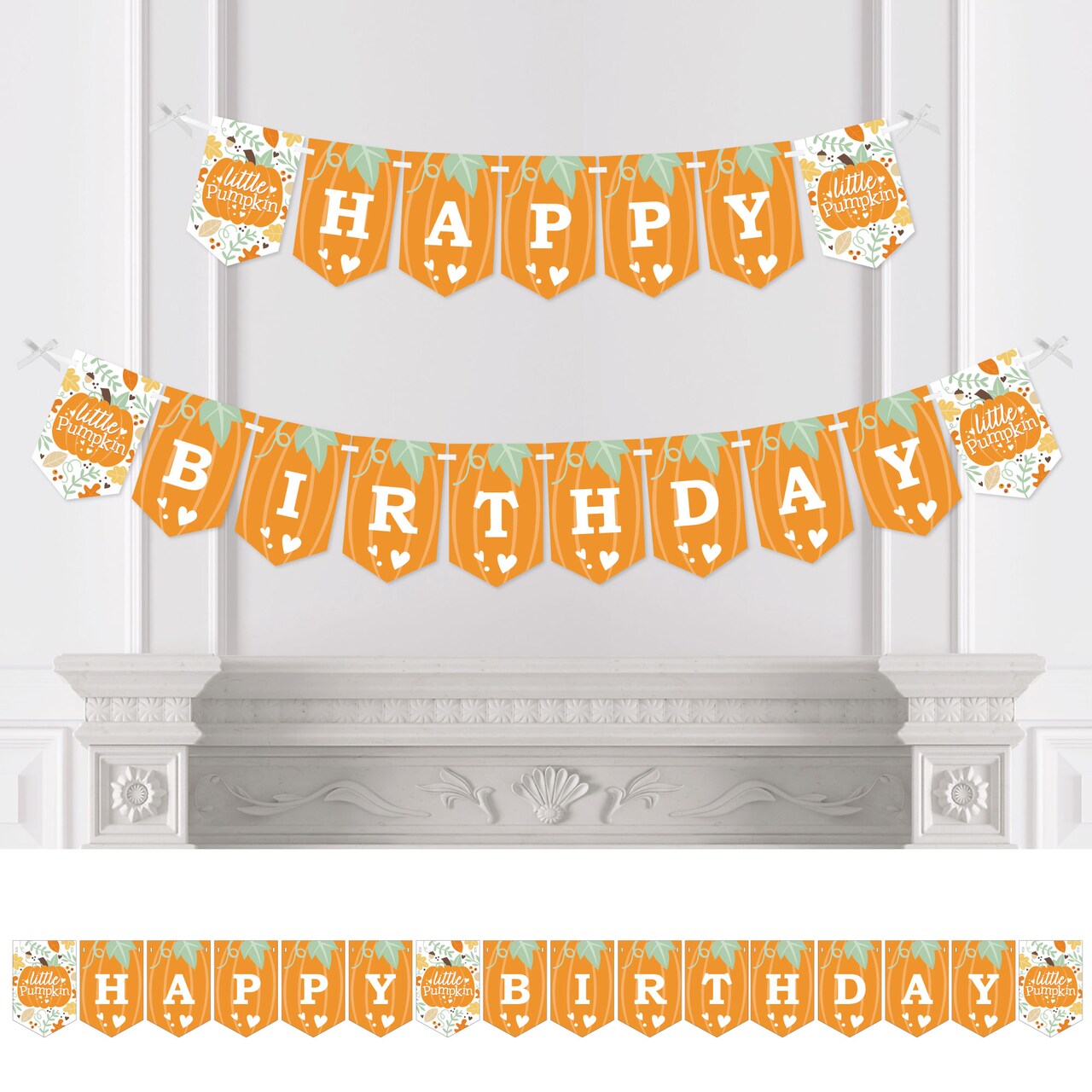 Big Dot of Happiness Little Pumpkin - Fall Birthday Party Bunting Banner - Party Decorations - Happy Birthday